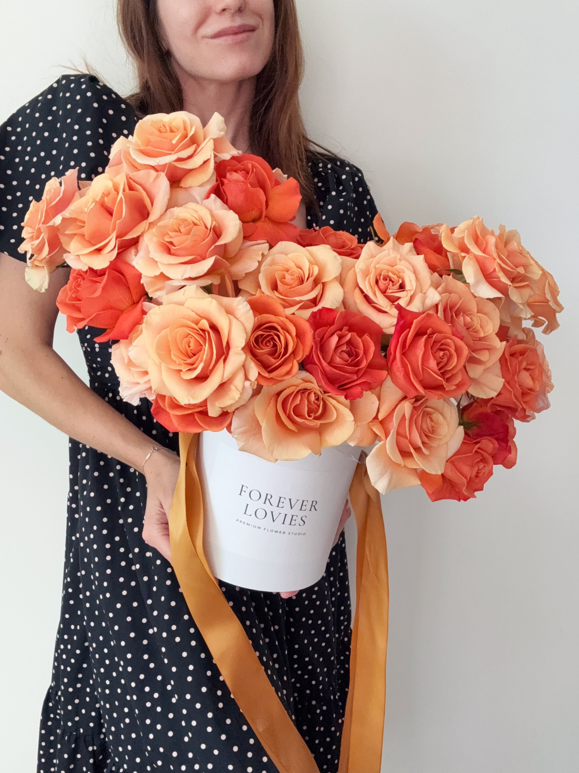Sunset Glow - Peach and Orange Roses Flower Box