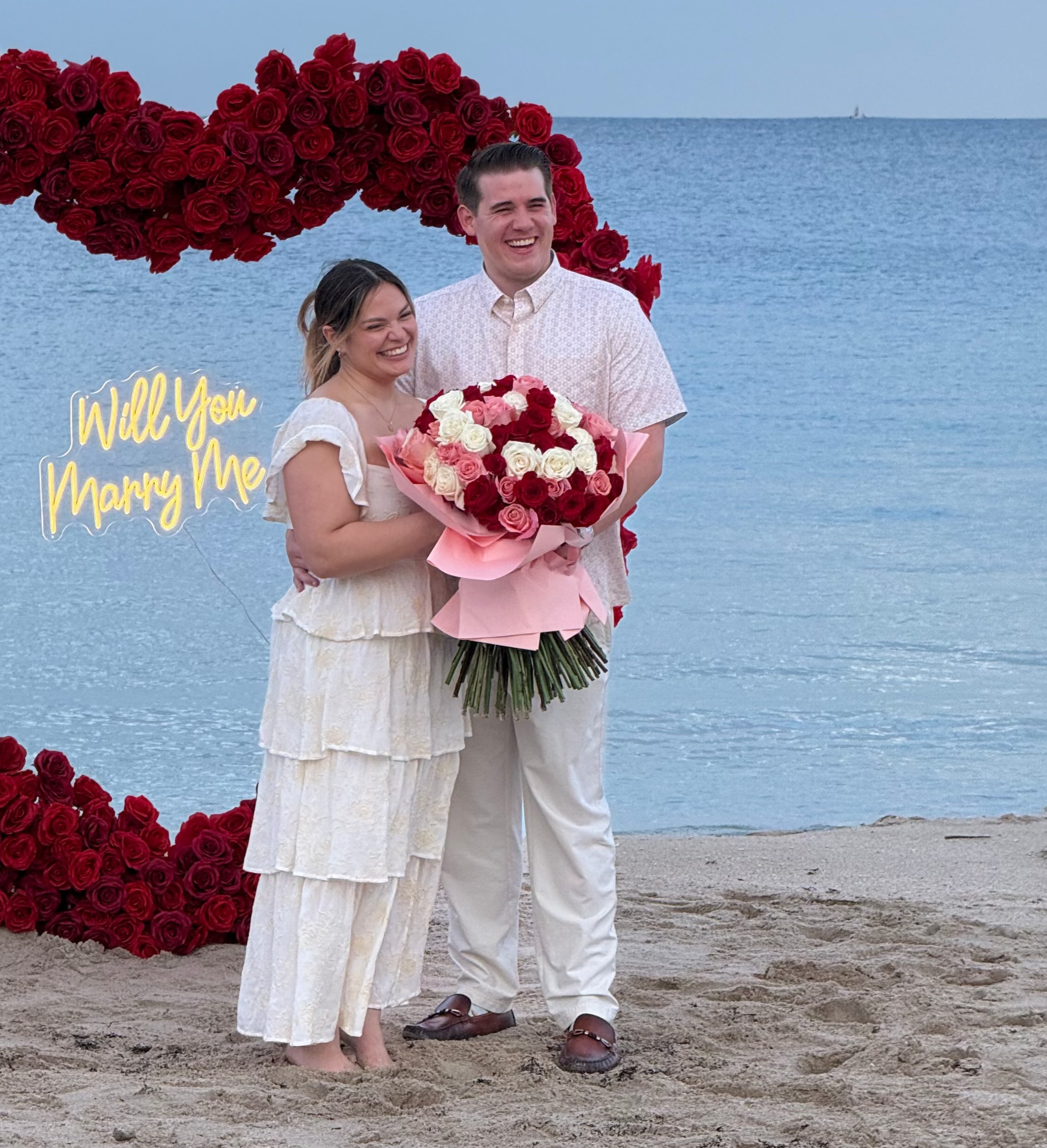 Three Shades of Love - Red, Pink and White Roses Bouquet