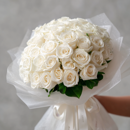 Can’t Help Falling in Love - White Roses Bouquet